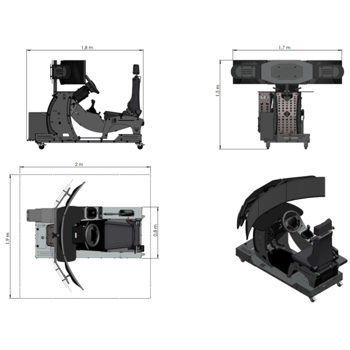 schéma dimension simulateur de conduite gamme Evo